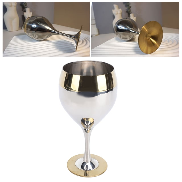 Copa De Vino De Acero Inoxidable, Copa De Vino Inoxidable De 350 Ml, Apta Para Lavavajillas, Inastillable Para Exteriores