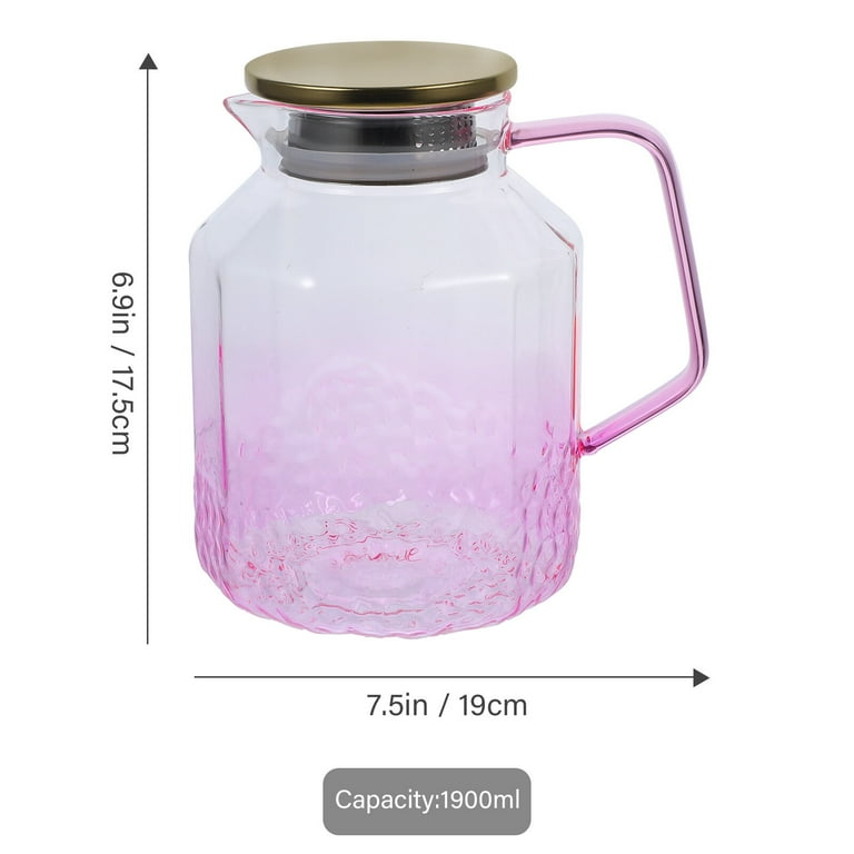 DUJUST Glass Pitcher with Lid [68 oz], Elegant Diamond Design Water Pitcher with Handle, Decoration for Room, High Durability Water Glass Carafe for