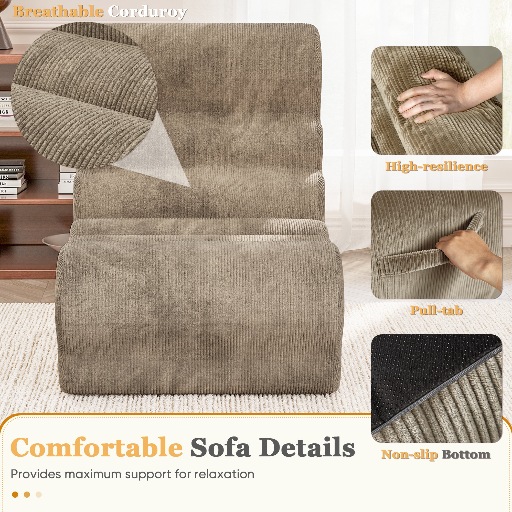 Homall Teddy Plush Bean Bag Chair for Adults – Soft Sponge-Filled Lounge Seat, Comfortable Floor Chair for Living Room and Bedroom, Brown
