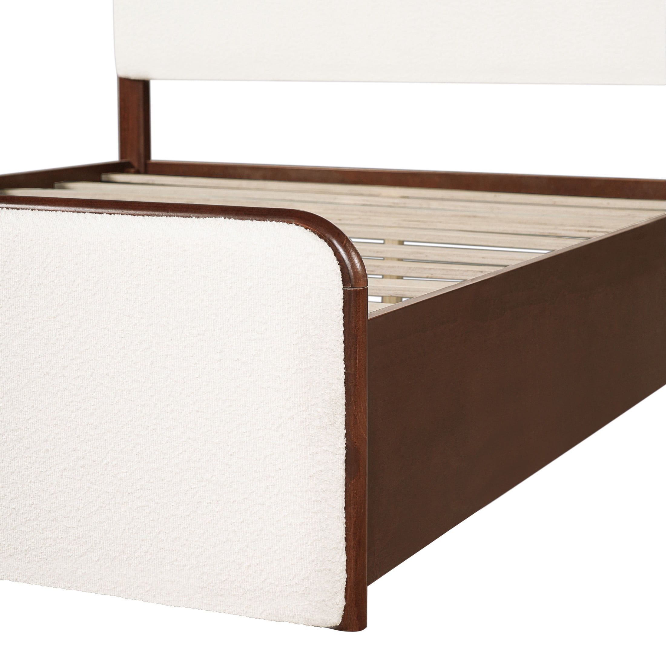 Christopher Knight Home Modern King Wood Bed Frame with Upholstered Headboard and Footboard, Walnut