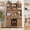 Walnut, variant on 72" Farmhouse Bar Cabinet with Sliding Barn Door and Hutch - Large Buffet with Wine Storage, Coffee Bar, Charging Station, 2 Drawers, 8 Shelves, LED Lighting - Dining Room Furniture, Walnut