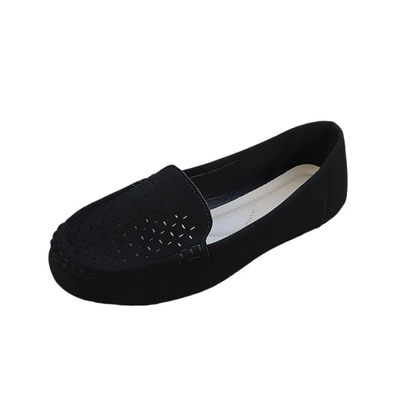 Women’s Summer Hollow Out Moccasins Plus Size Comfortable Breathable Soft Sole Slip On Flats Black 7