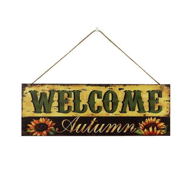CEHVOM Fall Ornament Welcome Sign Decorative Vintage Wall Hanging Home Garden