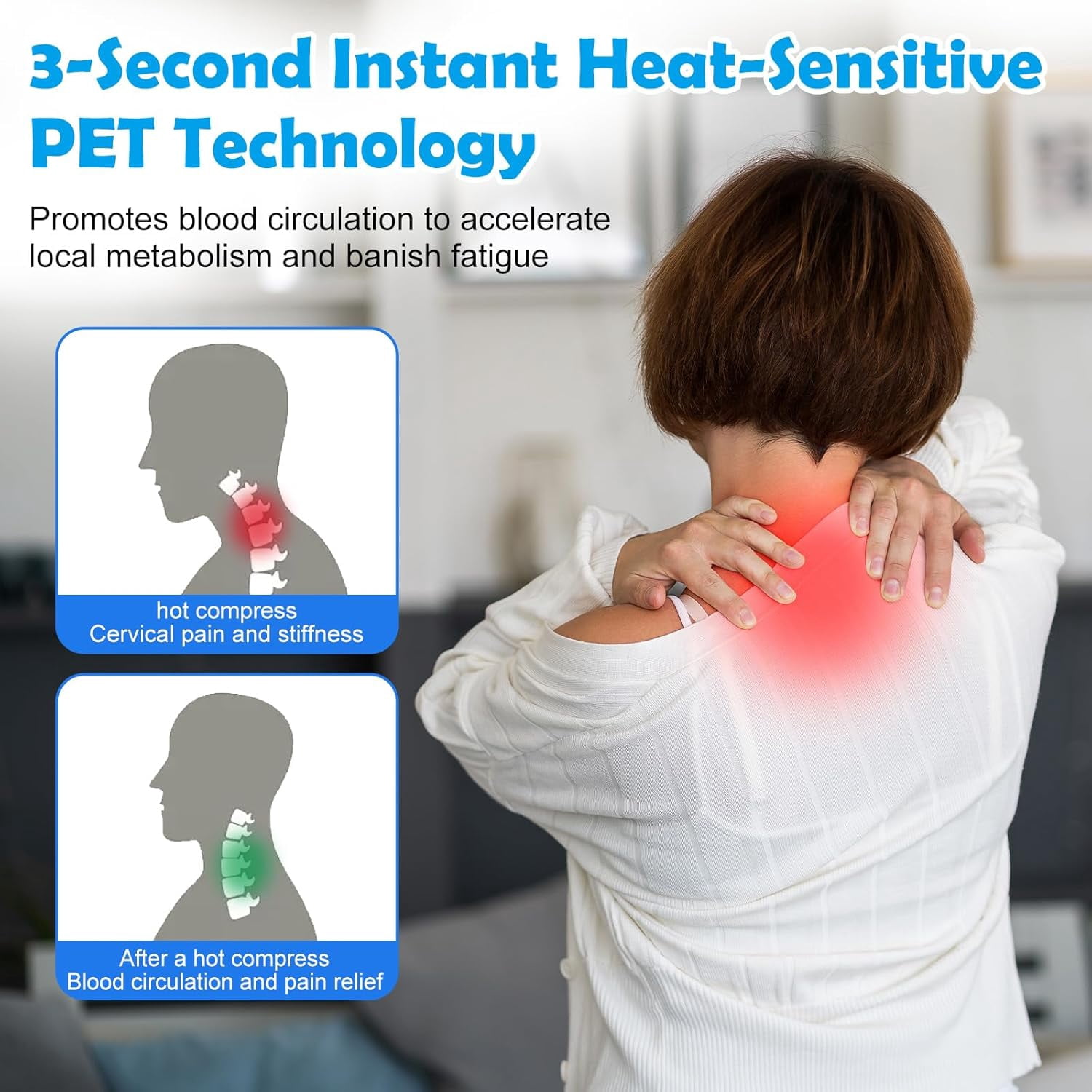 Electric Neck Massager,Portable Massager,with 6 Vibration Modes & 15 Intensity Levels,with Heat & Vibration Modes for Women Men Gifts