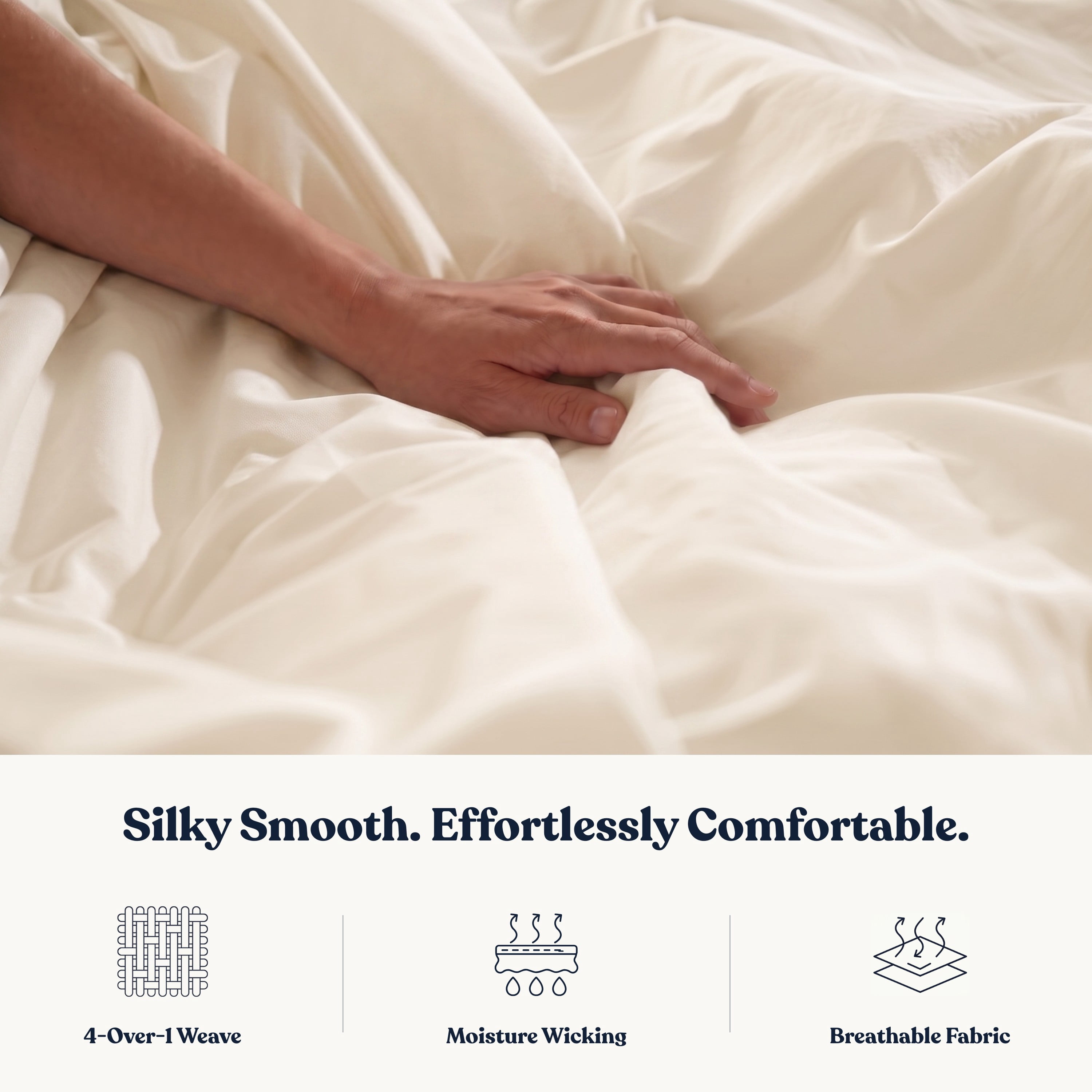 Delara 400TC Organic Cotton King Sheet Set, GOTS Certified, Ultra Soft Long Staple, Deep Pocket, Breathable & Silky, Ivory