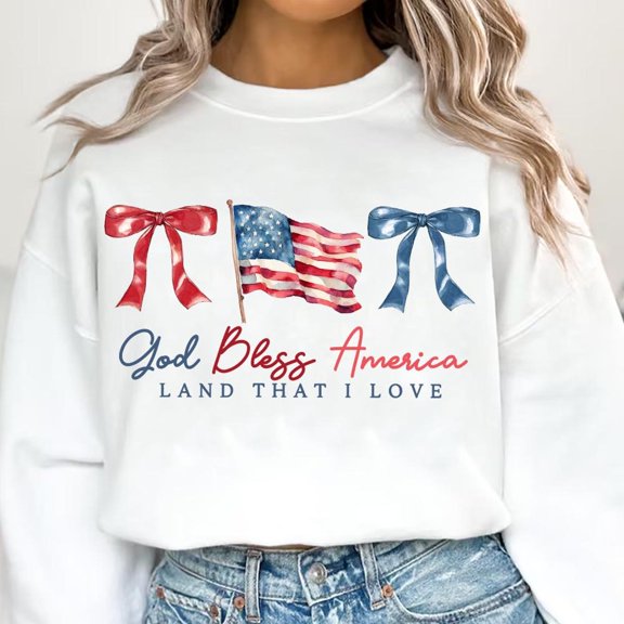 God Bless America Sweatshirt, Coquette Fourth of July Pullover, American Flag Retro America Patriotic Memorial Day Shirt