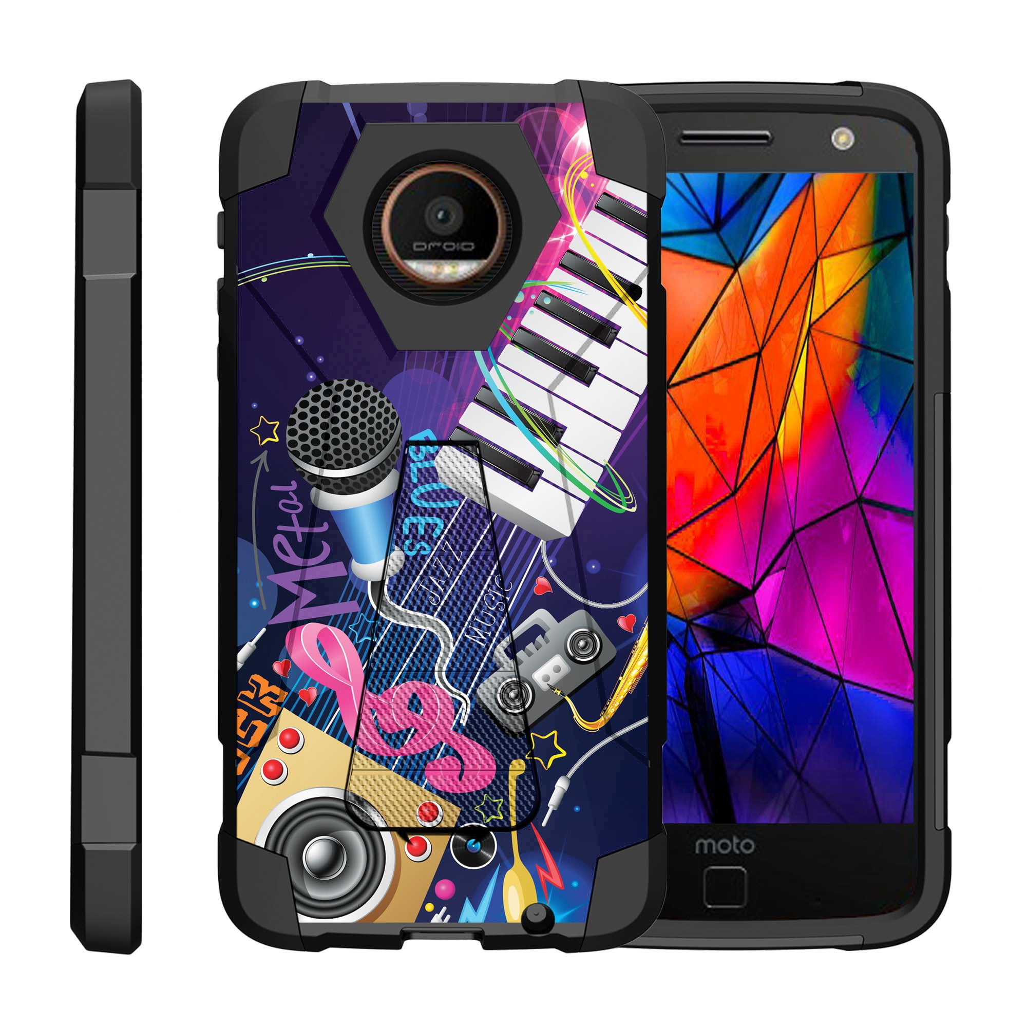 Turtlearmor A For Motorola Moto Z Droid Edition Xt1650 01 Dynamic Shell Dual Layer Hybrid Silicone Hard Shell Kickstand Case Music Band Walmart Com Walmart Com