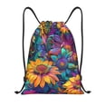 thumbnail image 1 of Xecao Psychedelic Sunflowers Pattern Sports Drawstring Backpack - String Swim Gym Bag with Wet Proof Pocket for Women&Men-Small, 1 of 6