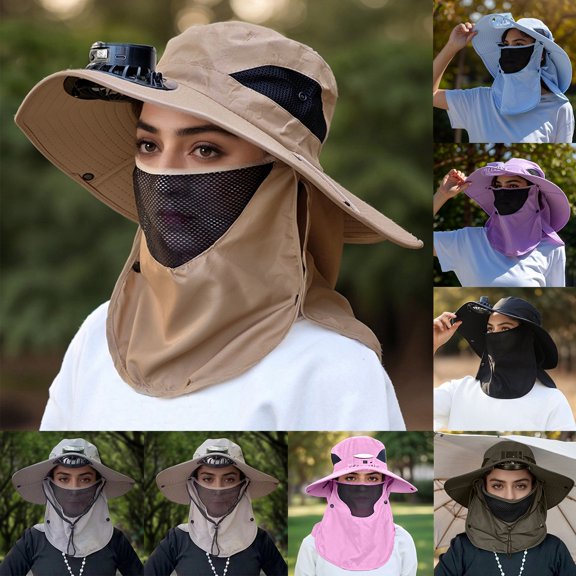 Kcolen Womens Sun Hat Hiking Ventilated Summer Sun Hat with Built-in Fan and Adjustable for Outdoor Leisure Activities
