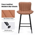 thumbnail image 3 of Farini 26" Counter Stools Set of 2, Faux Leather Barstools, Counter Height Chairs for Kitchen Islands & Dining Rooms, Brown, 3 of 7