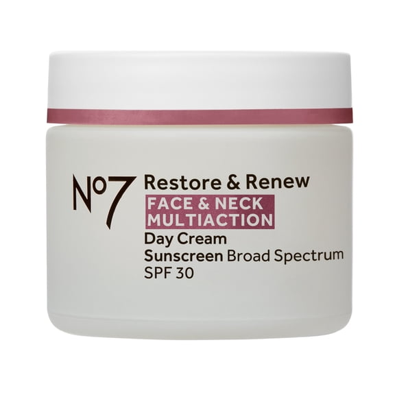 No7 Restore & Renew Face & Neck Multi Action Sunscreen Broad Spectrum SPF 30 Day Cream 1.69 fl oz