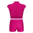 thumbnail image 2 of Alvivi Girls Gymnastics Dance Sports 2Pcs Outfits Sleeveless Crop Top with Booty Shorts Set Hot Pink 10, 2 of 7