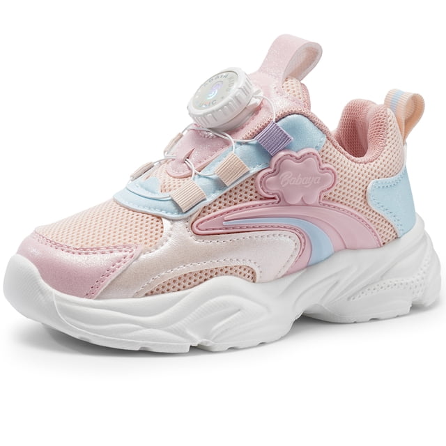 BABAYA Espadrilles pour Petites Filles, Chaussures de Marche Décontractées à Enfiler avec Boucle Rotative