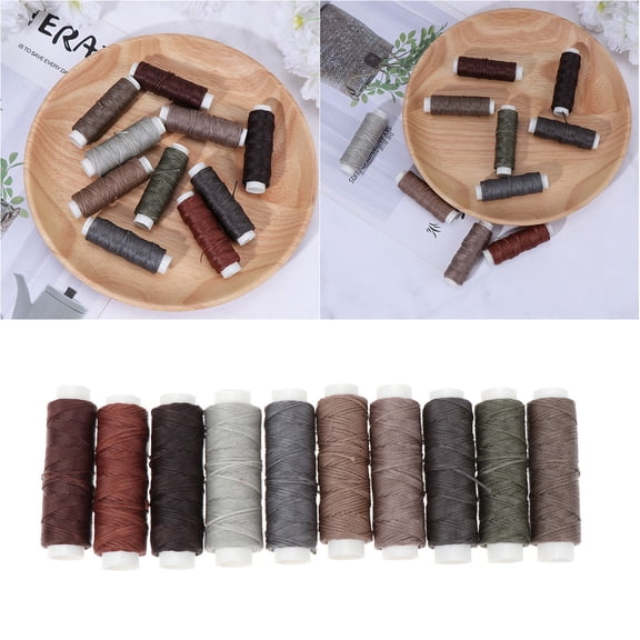 Raindrops 1 Set of 0.8mm Wax Coated Strings Leather Sewing Flat Wax Thread for DIY Craft - No.3 (10 Colors Per Set)