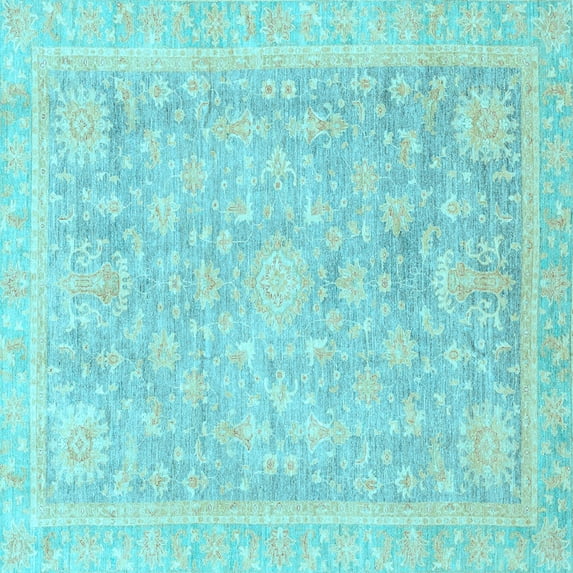 Ahgly Company Indoor Square Oriental Light Blue Traditional Area Rugs, 6' Square