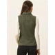 thumbnail image 4 of Chaqueta sin mangas rústica para mujer con botones y botones tipo anorak estilo cargo de ante sintético Ejercito Verde L, 4 of 5