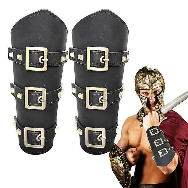 1 Pair Medieval Arm Guards Arm Bracers Cosplay Faux Leather Viking Armband Bracers  Arm Guards For Men Women Adjustable Straps 