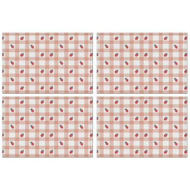 Napperons pour Table à Manger Été à Carreaux Pique-Nique BBQ Napperon de Table Napperons de Table pour Fêtes et Décorations de Table de Noël - Carreaux Rouges 4 Pcs