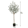 thumbnail image 3 of 5ft Tall Faux Olive Tree in Black Pot， Realistic Texture Potted Silk Artificial Olive Tree， Fake Olive Plant Indoor Outdoor for Home Office Foyer Decor, 3 of 8