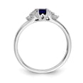 thumbnail image 2 of 14K White Gold Ring Band Gemstone Sapphire Octagon Emerald Blue Diamond Round, Size 9, 2 of 3