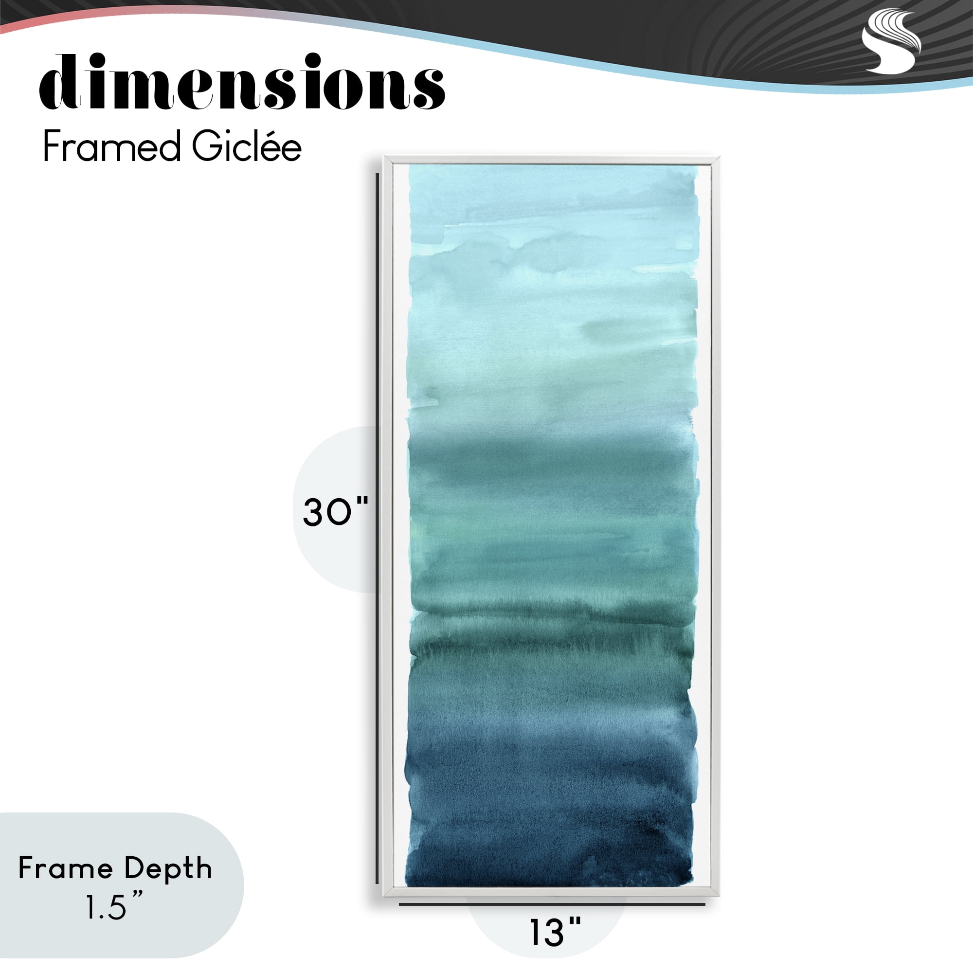 Stupell Industries Cerulean Blend Gradient White Framed Giclee Art, design by Allie Corbin