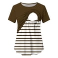 thumbnail image 5 of Xdegoge Womens Maternity Nursing Tops Short Sleeve Colorblock Striped Breastfeeding Shirts Layered Design Comfortable Casual Flattering Pregnancy Tee, 5 of 9