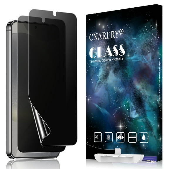 [2 Pack] Cnarery Privacy Screen Protector for Galaxy S24, [Fingerprints Sensor Compatible][Case Friendly][Flexible TPU Film][Not Glass] Screen Protector for Samsung Galaxy S24