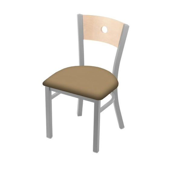 Holland Bar Stool 630 Voltaire 18" Chair with Anodized Nickel Finish, Natural Back, and Canter Sand Seat