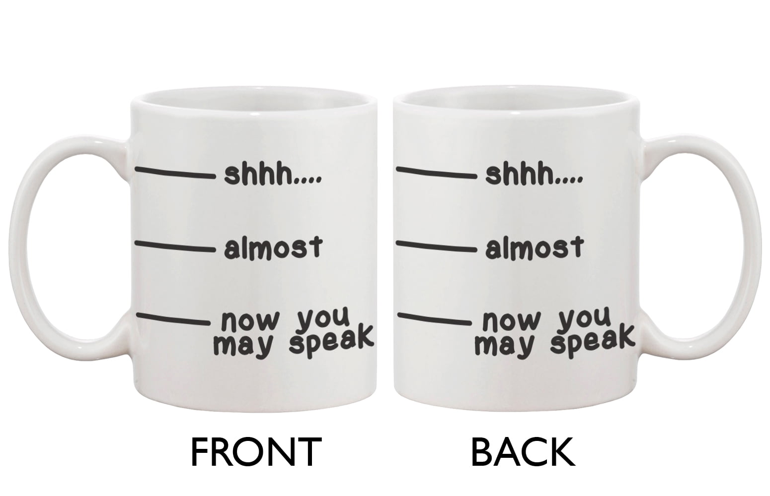 Exclusive Now You May Speak Clear Glass Coffee Mugs Set of 2 Almost SHHH 