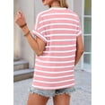 thumbnail image 4 of Women's Short Sleeve Shirts Outfits Stripe Dressy Clothes Tops for Casual Summer Pink M, 4 of 8