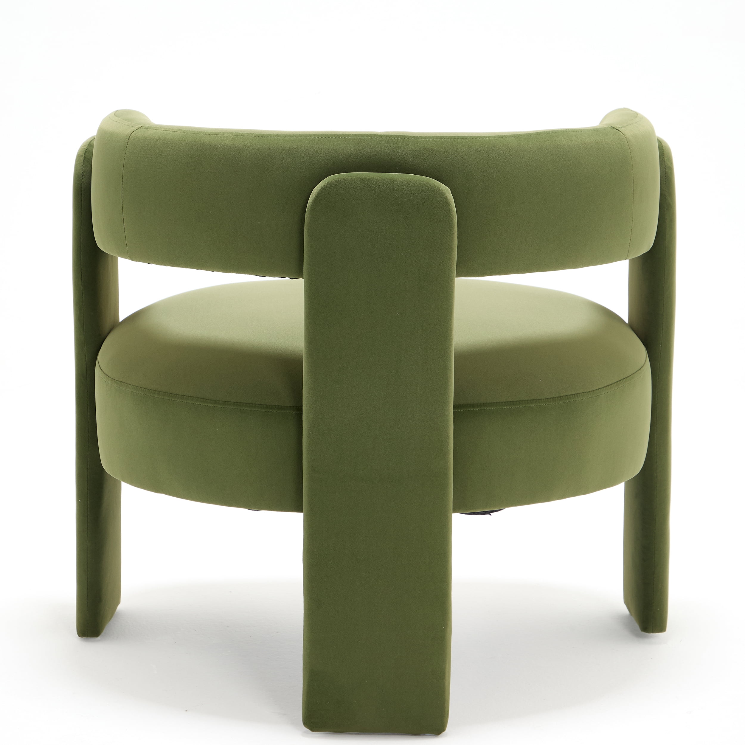 Aukfa Modern Velvet Barrel Accent Chair with 8.66" Thick Seat Cushion, Upholstered Armchair with 300 lb Weight Capacity for Living Room,Olive Green