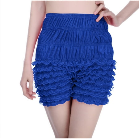Fall Deals UTSJKR Women Ruffle Bloomers Shorts High Waist Blue Knickers Frilly Tap Pants Winter Women s Fashion Solid Color Lace Lace Bottom Pants Comfortable Lace Lantern Bottom Shorts
