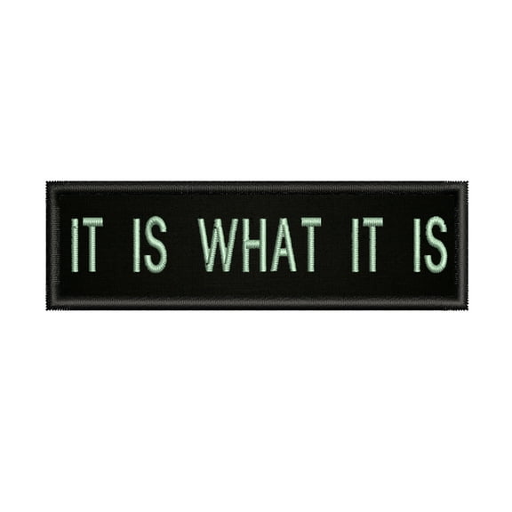 It Is What It Is 4" W x 1.5" T Iron/Sew On Decorative Patch Funny Biker Emblem