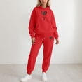 thumbnail image 2 of Kcolen Womens Sweatsuits 2 Piece Set Heartbeat Print Casual Tracksuit Sets Oversized Graphic Hoodies with Jogger Sweatpants Set Valentine's Day Gifts Red, 2 of 5