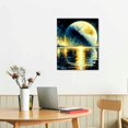 thumbnail image 3 of JEUXUS Moon Over Ocean Canvas Wall Art Night Sky Canvas Prints Wall for Living Room Bedroom Bathroom Home Decor Ready to Hang Framed, 3 of 5