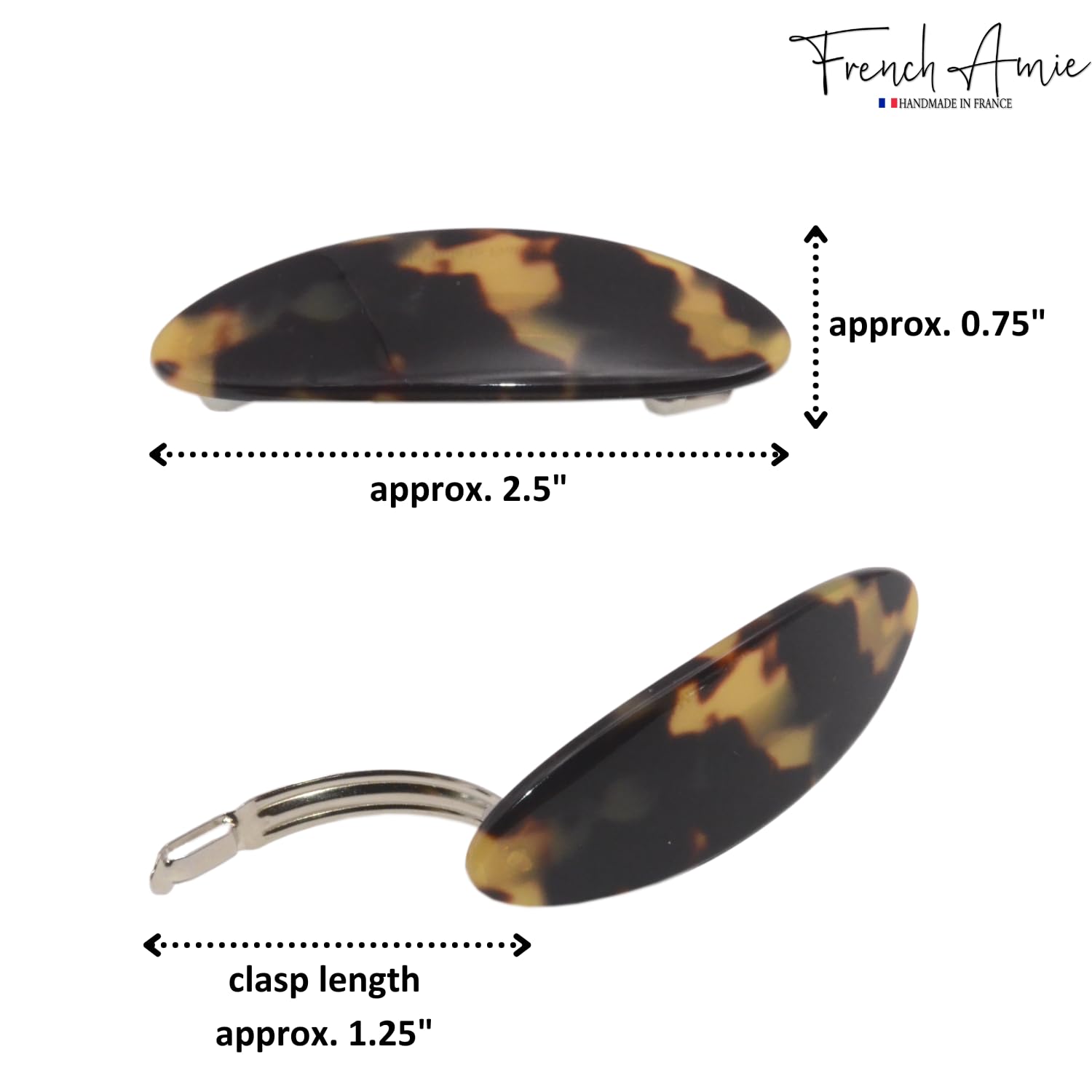 French Amie Oval Mini Set of 6 Handmade Celluloid Hair Clip  display picture 2