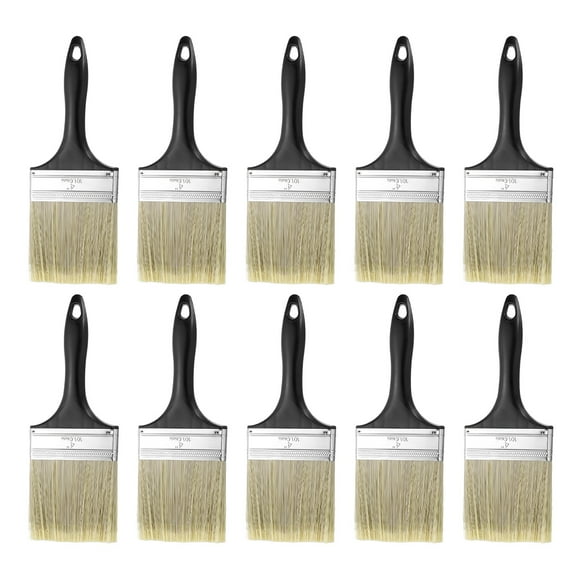 Uxcell 10pcs Flat Paint Brush 4" Plastic Grip Synthetic Bristle Paintbrushes for Wall Cabinet Decks Fences Painting