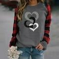 thumbnail image 2 of XIAOCHA Women Double Heart Embellished Sweatshirt Valentine Loose Long Sleeve Round Neck Pullover Spring Soft Daily Top, 2 of 6