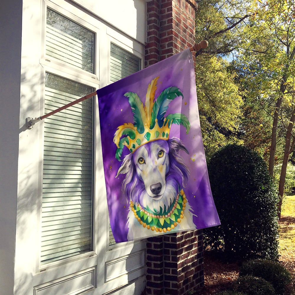 Borzoi King of Mardi Gras House Flag 28 in x 40 in