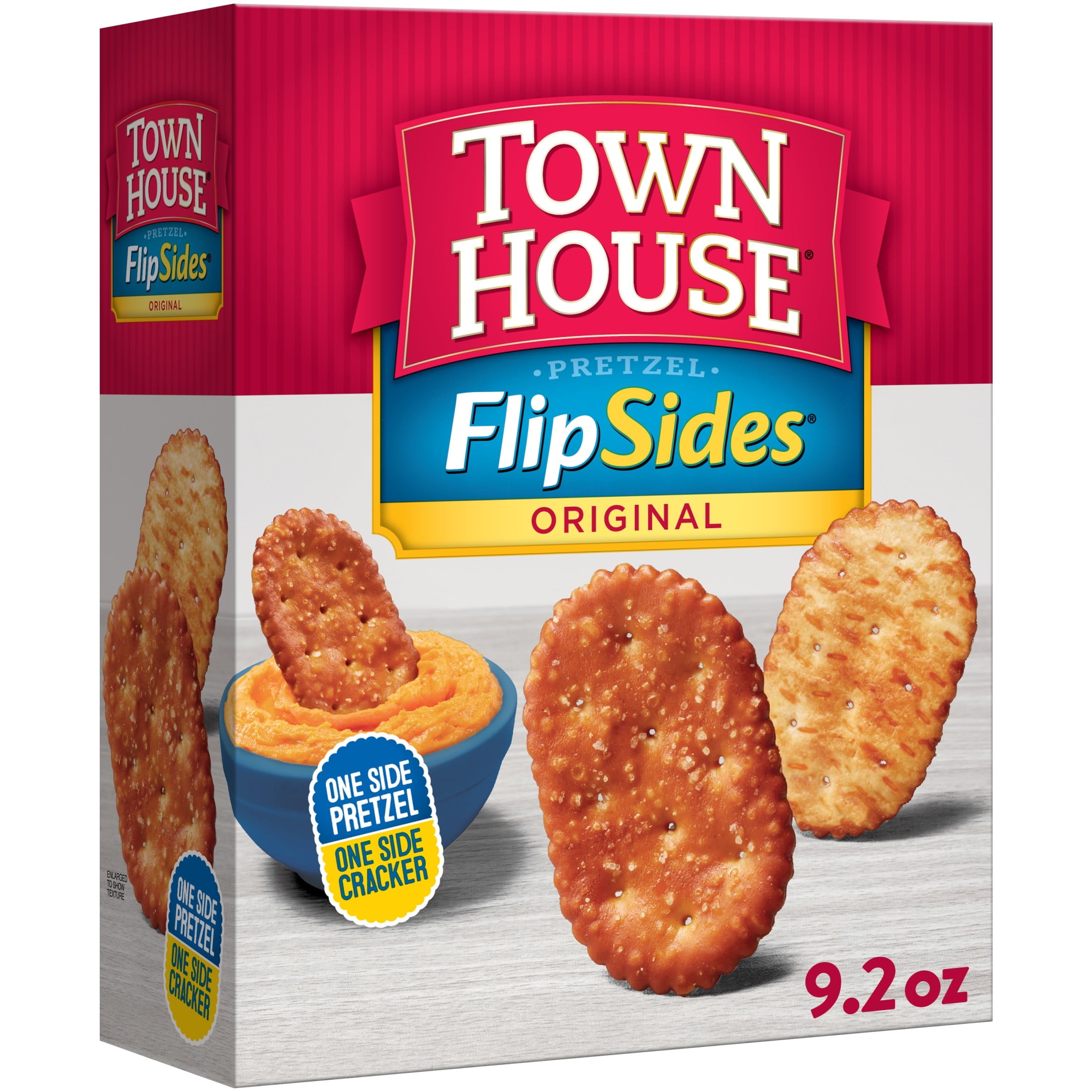 (12 pack) Town House FlipSides Original Oven Baked Crackers, Lunch Snacks, 9.2 oz