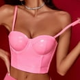 thumbnail image 5 of Pxiakgy tank tops women Womens Corset Top Bustier Corset Top Tight Fitting Corset Tank Top Suspender PU Leather Top Solid Short Fashion Pink+XS, 5 of 9