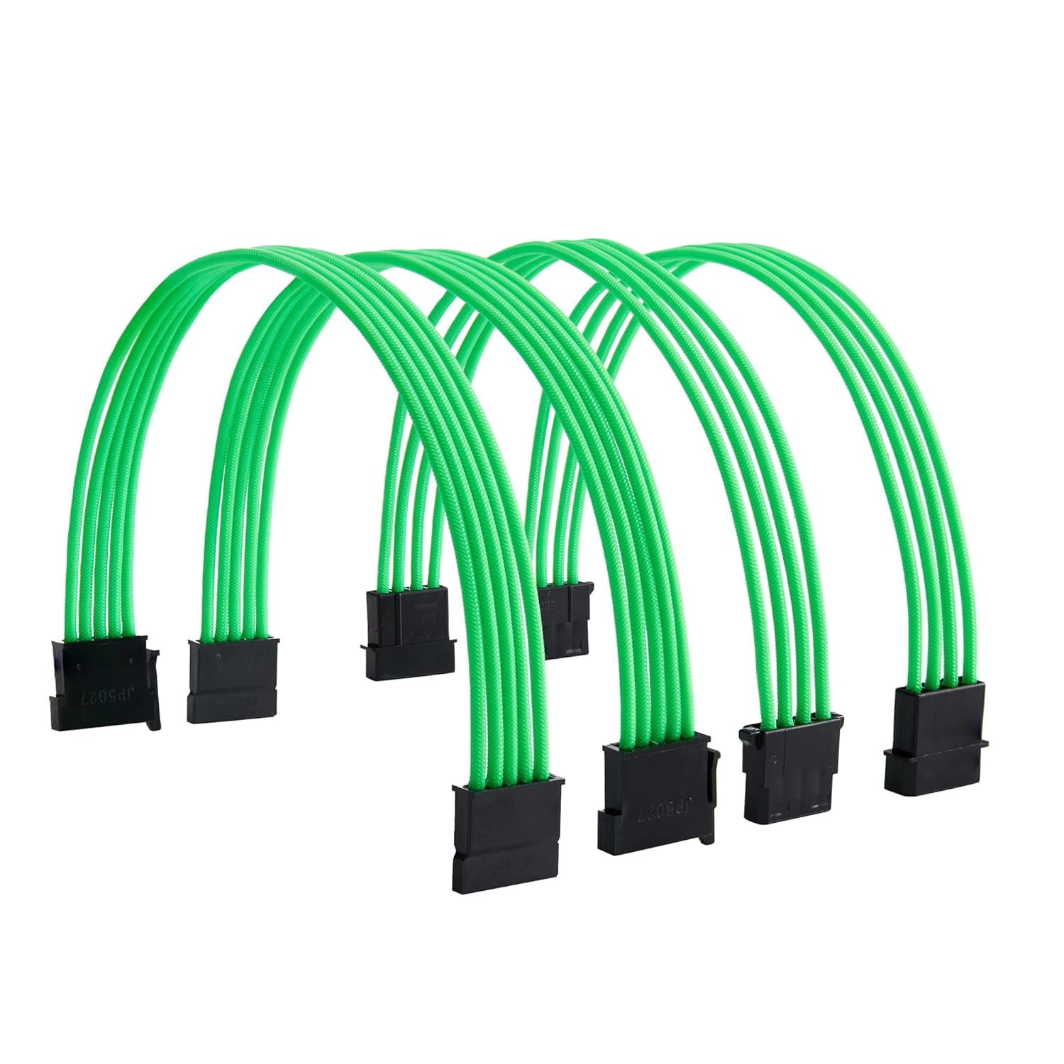 HRTGFD-SATA + Molex Power Extension Cable Kit, Male to Female 11.8 Inch Extender Sleeve Power Cables (Green)