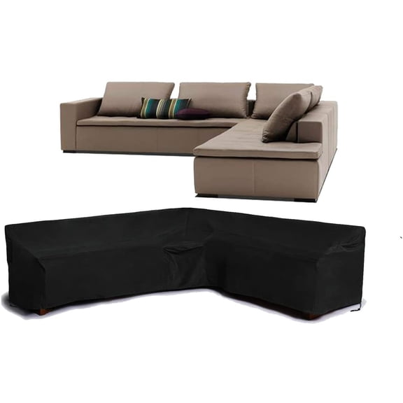 FLR Patio Cover 105(Left)x78(Right)inches L-Shaped Sectional Sofa Cover Waterproof Dustproof Furniture Protection Corner Sofa Cover for Outdoor Indoor Veranda (105(left) x 78 inches (right))