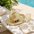 thumbnail image 4 of Yifymode Womens Beach Sun Straw Hat Summer Floppy Wide Brim Foldable Packable | Packable & Travel Friendly：Suitable for beach, outdoor activities, 4 of 6