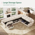 thumbnail image 3 of Marrber 137" Beige 7-Seat Convertible Modular Sectional with Storage, Plush Pillows & Adjustable Armrests in Pet-Friendly Cloud Corduroy, 3 of 10
