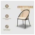 thumbnail image 6 of LeisureMod Dining Chair with Vinyl Fabric Seat and Wicker Backrest in Black Stainless Steel Legs Modern Accent Armchair Urbane Collection in Cream, 6 of 12