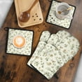 thumbnail image 5 of Pioneer Floral Pattern Kitchen Oven Mitt and Pot Holder Sets 4 Pcs for Baking, Cooking and Grilling, Heat Resistant Up To 392 °F, 5 of 7