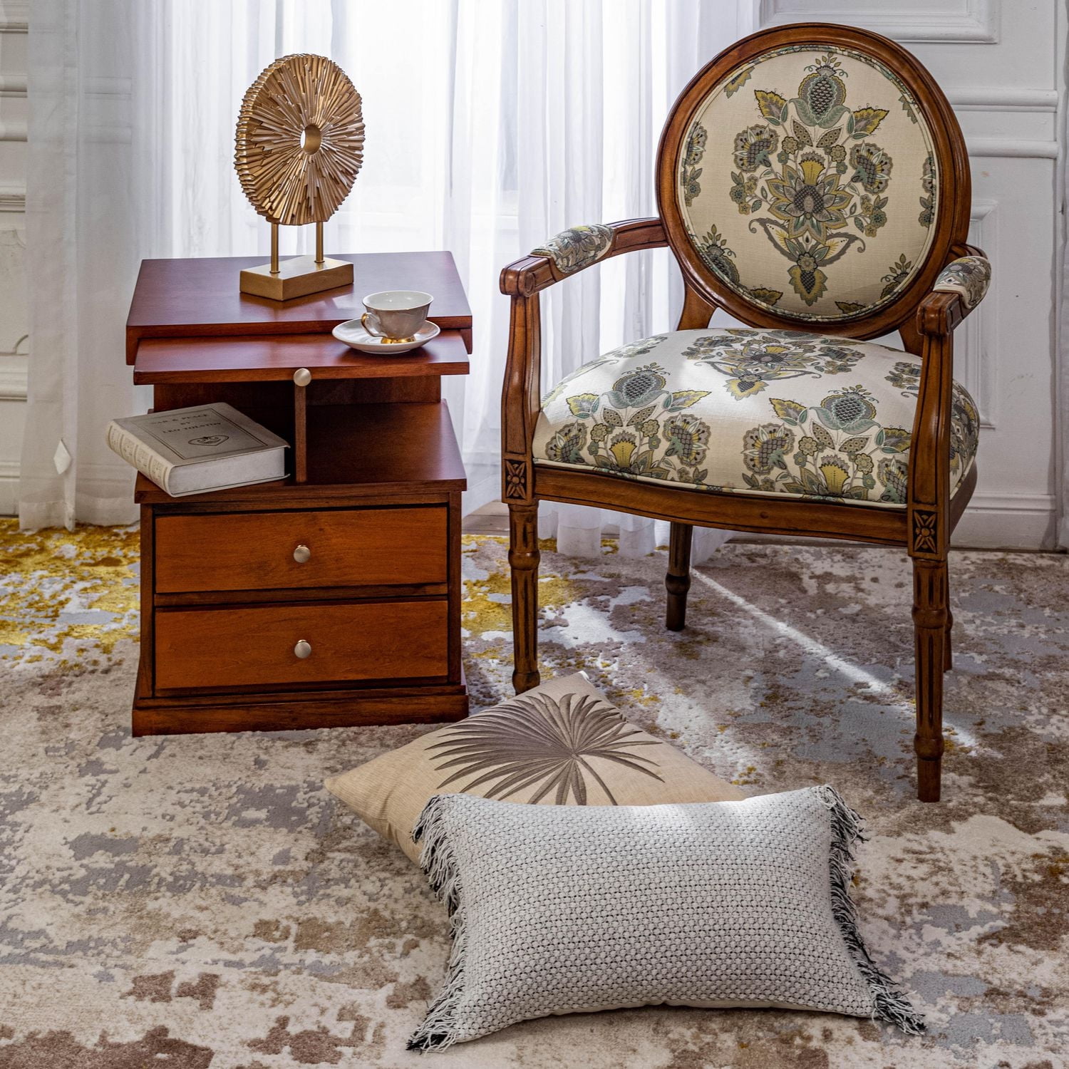 Homylin Wooden Nightstand with 2 Drawers and Open Shelf, 20" Sofa Side Table Extendable Top End Table Accent Table for Living Room, Bedroom, Small Spaces - Brown