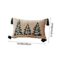 thumbnail image 3 of Winter Christmas Tree Pillow Cover, Classic Christmas Embroidered Pillow case with Tassels, Realistic Xmas Tree Sofa Cushion Case Christmas New Year Couch Decor, Green, 3 of 6