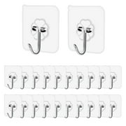 Wall Hooks for Hanging 33lb(Max) Heavy Duty Self Adhesive Hooks 10 Pack Transparent Waterproof Sticky Hooks for Keys Bathroom Shower Outdoor Kitchen Door Home Improvement Utility Hooks
